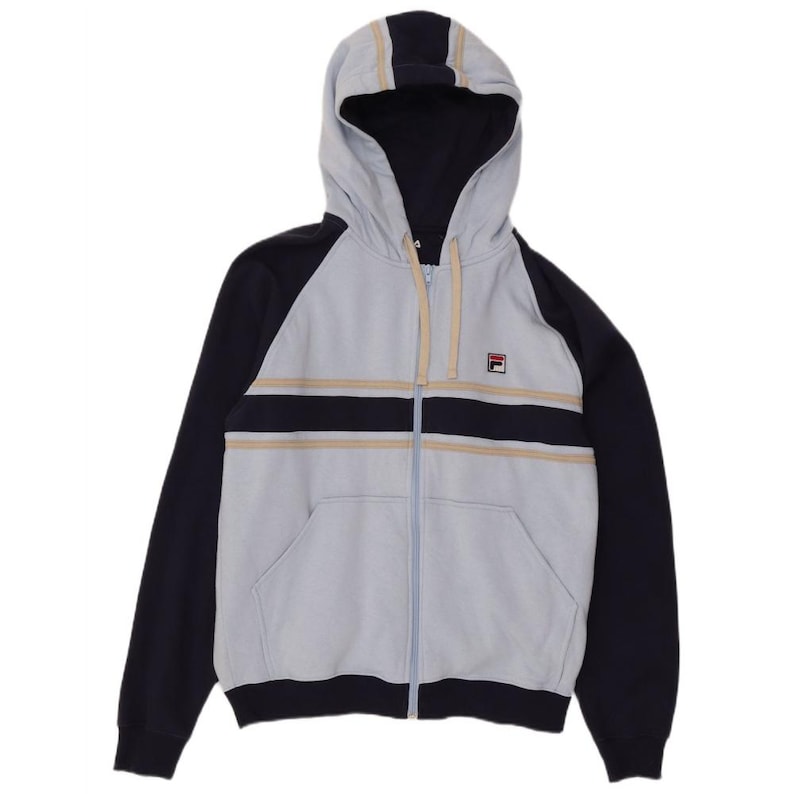 Fila Herren Zip Hoodie Pullover Large Blau Colourblock Baumwolle Bild 1