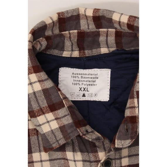 VINTAGE Mens Flannel Bomber Jacket UK 44 2XL Burgundy Check Cotton