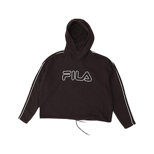 Fila Womens Graphic Oversized Hoodie Jumper UK 10 Small Black Cotton image 1