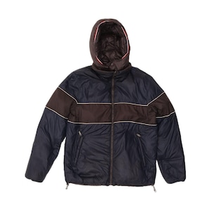 Fila Mens Hooded Reversible Padded Jacket UK 40 Large Navy Blue Colourblock image 1