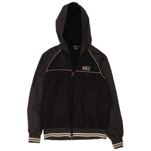 Fila Veste de pluie à capuche pour hommes Small Noir Polyester color block image 1