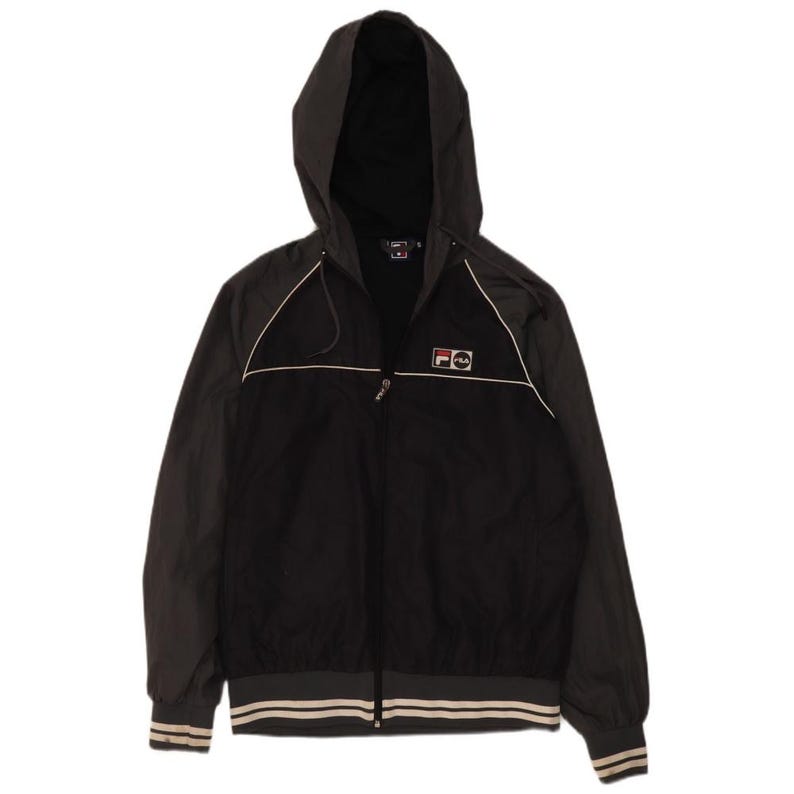 Fila Veste de pluie à capuche pour hommes Small Noir Polyester color block image 1