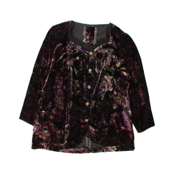 VINTAGE Womens Velvet Button Blazer Jacket UK 22 3XL Purple
