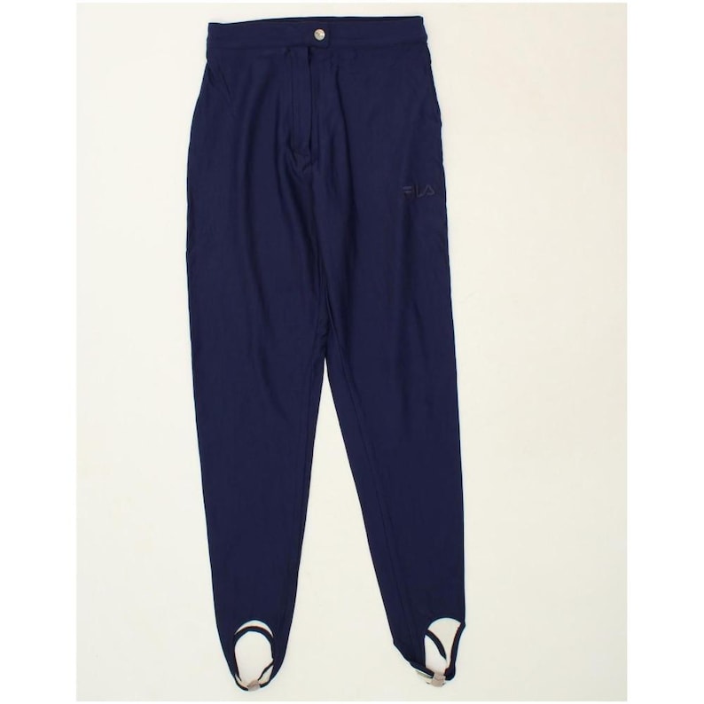 Pantalones casuales con estribos para mujer Fila IT 42 medianos W28 L30 algodón azul marino imagen 1