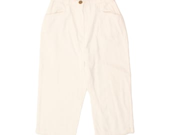 Vintage womens capri trousers US 12 large W32 L19 white cotton