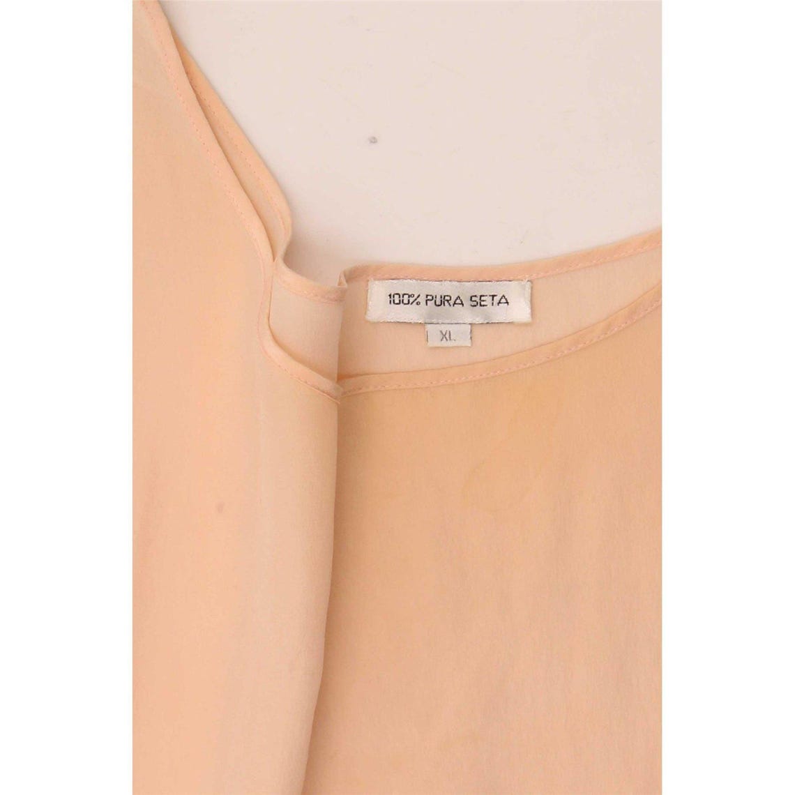 Vintage Womens Sleeveless Oversized Blouse Top UK 18 XL Orange Silk, foto 4 di 4