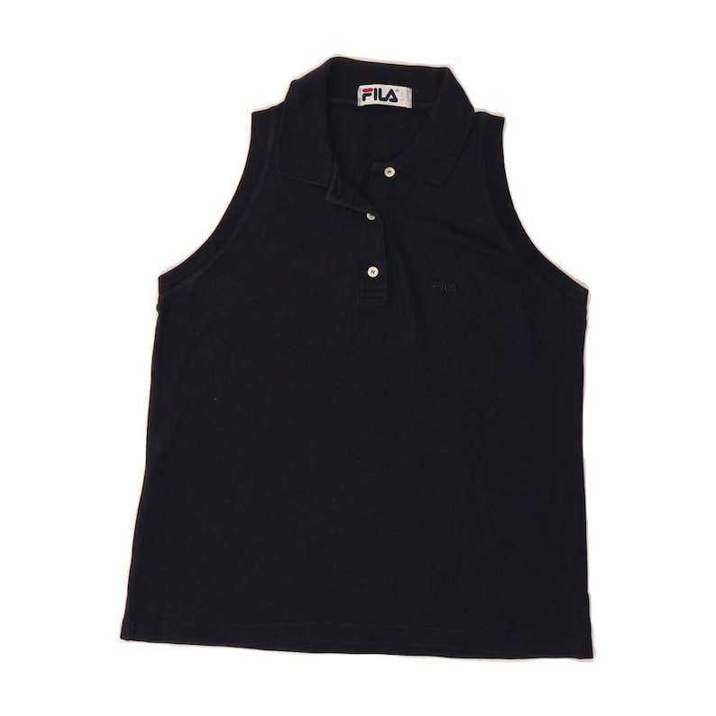 Fila womens sleeveless polo shirt IT 44 medium navy blue cotton image 1