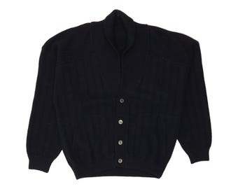 VINTAGE Mens Cardigan Sweater IT 50 Medium Navy Blue
