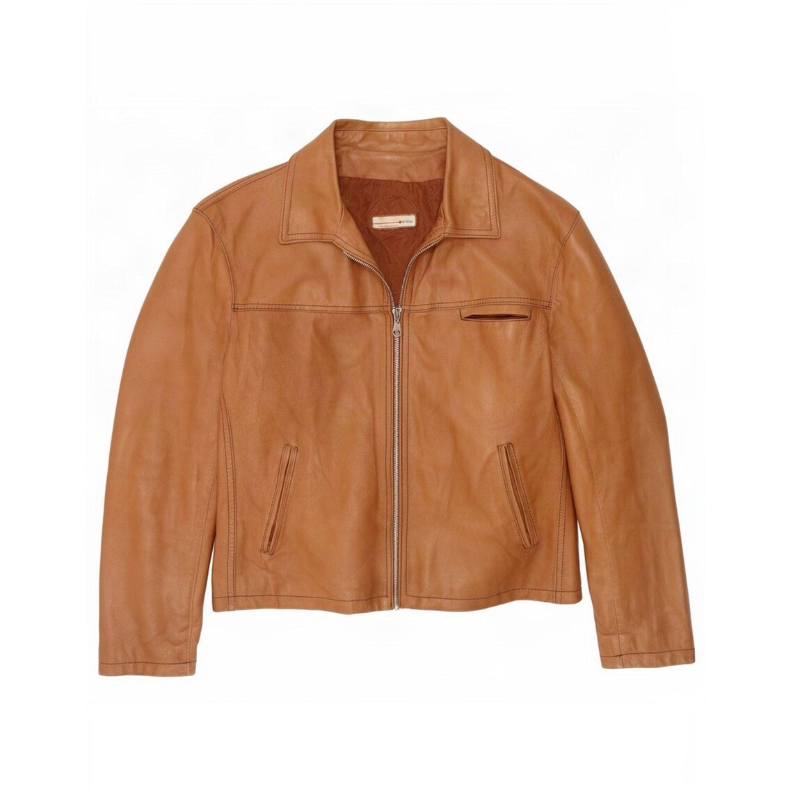 Vintage Womens Leather Jacket UK 18 XL Beige, foto 1 di 5