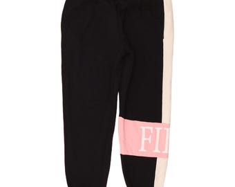 Fila Womens Graphic Tracksuit Trousers Joggers UK 18 XL Black Colourblock