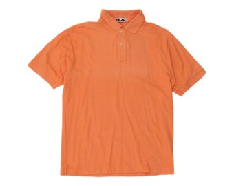 Fila Mens Loose Fit Polo Shirt Small Orange Cotton