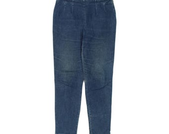 Jeans ajustados vintage para mujer, talla W33 L31, color azul algodón.