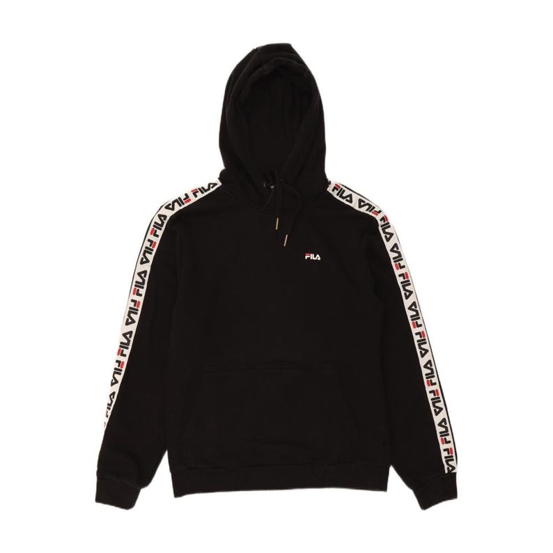 Fila mens graphic hoodie jumper small black colourblock cotton image 1