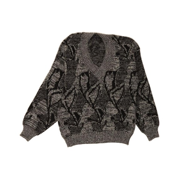 VINTAGE Womens Abstract Pattern V-neck Jumper Sweater UK 14 Medium
