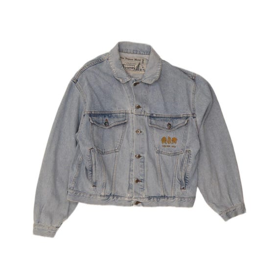 Vintage Mens Distressed Denim Jacket UK 40 Large Blue Cotton
