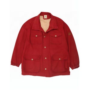 Vintage heren utility jacket maat UK 42 XL bordeauxrood katoen