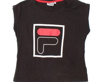 Fila womens graphic t-shirt top UK 10 small black cotton