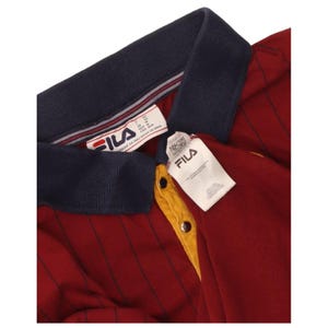 Polo Fila da uomo, taglia M, a righe bordeaux, in cotone. immagine 3