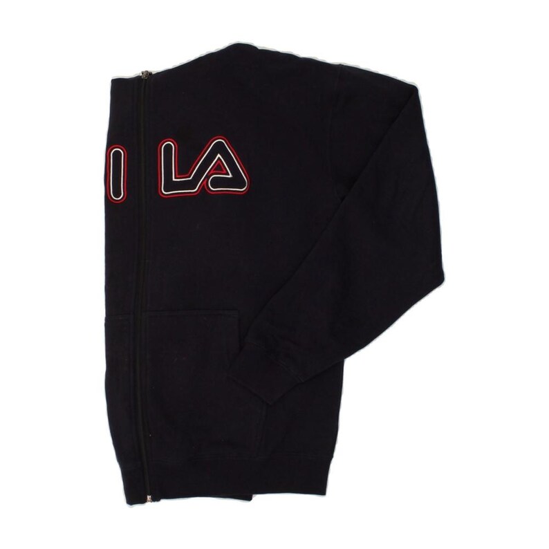 Fila mens graphic zip hoodie sweater large navy blue cotton image 3