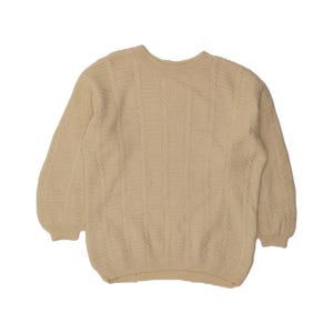 Jersey vintage de mujer de cuello barco extragrande, talla UK 18 XL, color beige.
