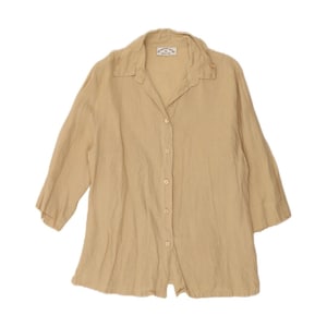 VINTAGE Womens 3/4 Sleeve Shirt IT 50 XL Beige