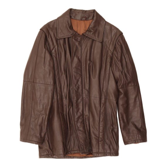 Vintage Mens Leather Jacket IT 48 Medium Brown Leather