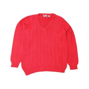 Jersey de cuello en V para hombre Fila IT 54 XL de algodón rojo imagen 1