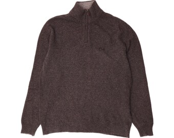 Jersey de lana Fila para hombre con cuello de cremallera, color gris medio.