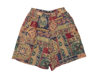 ヴィンテージ レディース ペグドチノショーツ W28 ミディアム マルチカラー パッチワーク シルク