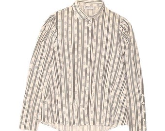 Vintage womens shirt blouse UK 14 medium white striped cotton