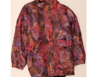 Abrigo cortavientos vintage para mujer con estampado abstracto, talla 20, 2XL, multicolor