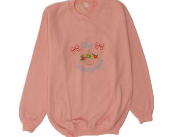 Sudadera vintage para mujer con estampado gráfico, talla UK 18 XL, color rosa.