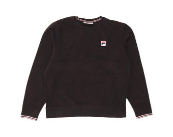 Fila Mens Sweatshirt Jumper Medium Black Cotton