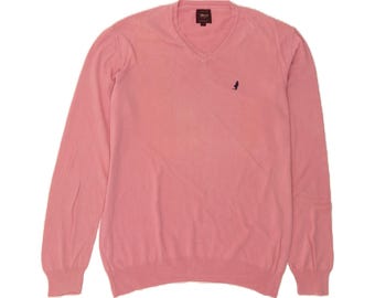 Marlboro classics mens v-neck jumper sweater large pink
