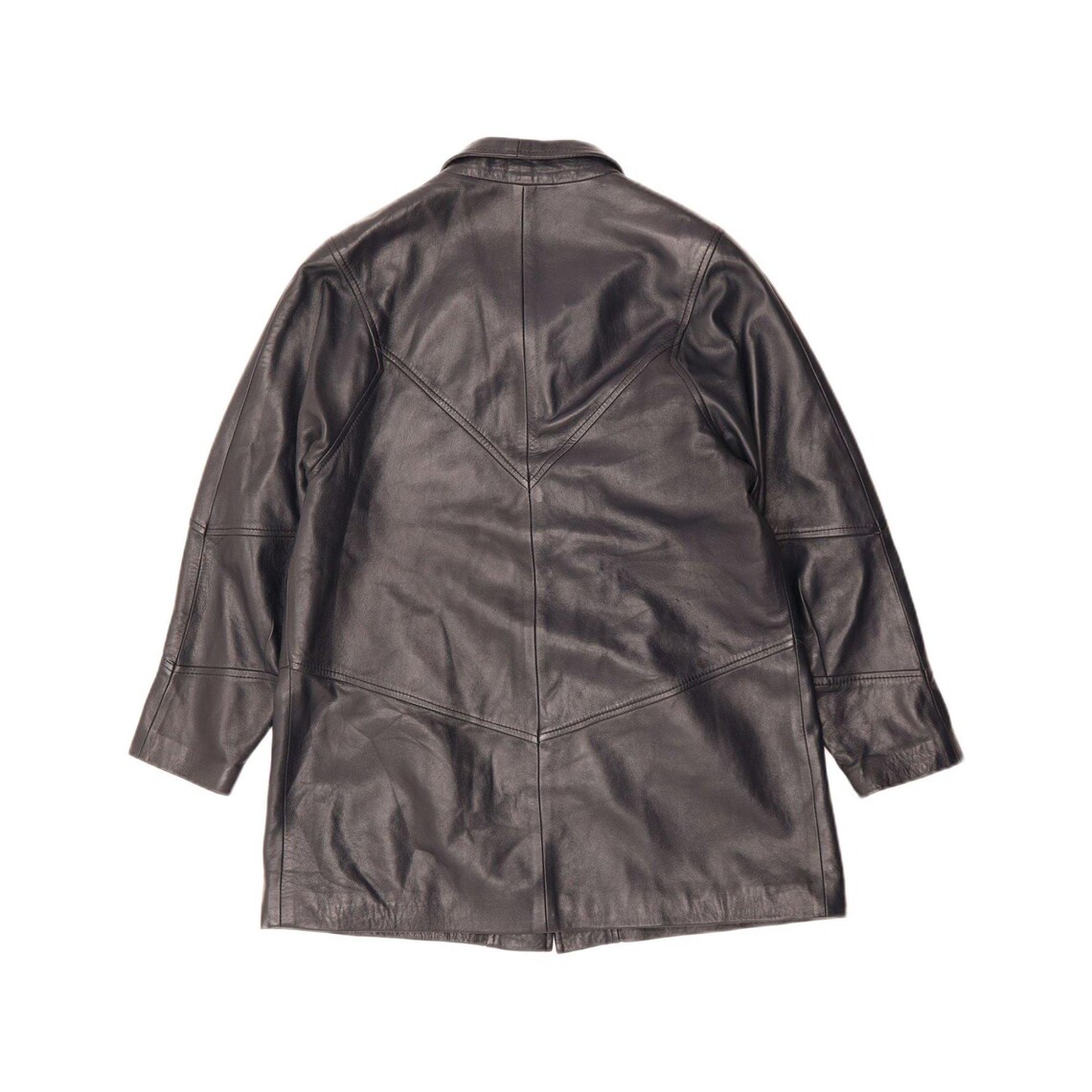Vintage Womens Leather Jacket UK 14 Medium Black Leather, foto 2 di 3