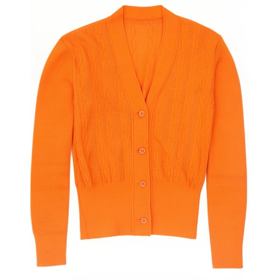 Vintage Womens Cardigan Sweater UK 10 Small Orange