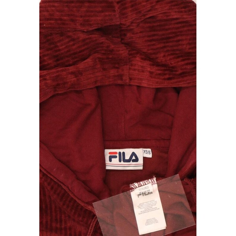 Sudadera con capucha Fila para hombre, talla XS, color burdeos y viscosa imagen 3