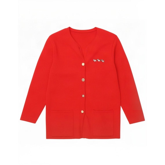 Vintage Womens Cardigan Sweater UK 16 Large Red