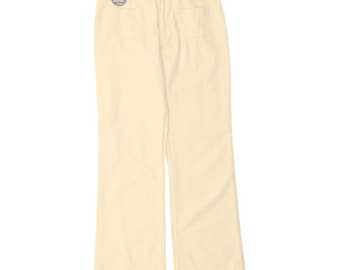 Pantalones casuales vintage de mujer de talle alto y corte bota, talla IT 46 (grande, W28, L33), color beige.