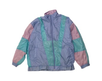 VINTAGE Veste de survêtement pour homme XL Bleu color block