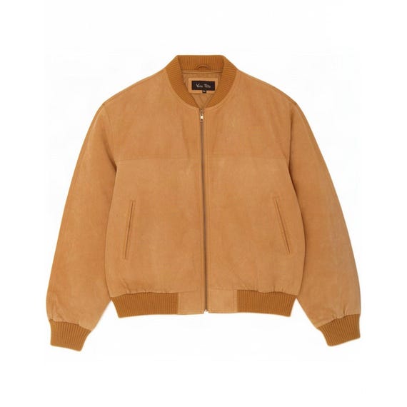 Vintage Mens Suede Jacket UK 42 2XL Beige Leather