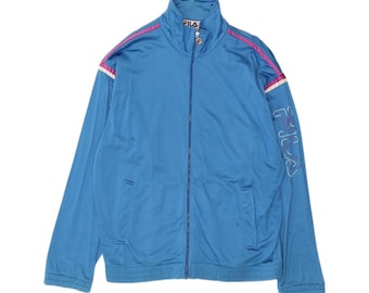 Fila mens graphic tracksuit top jacket IT 48 medium blue polyamide