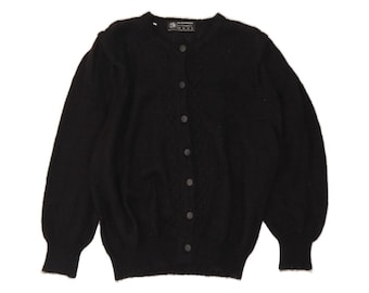 VINTAGE Damen Strickjacke Pullover UK 44 Large Schwarz Mohair