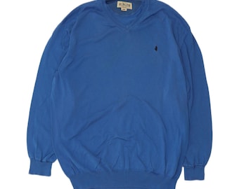 Marlboro Classics Mens V-Neck Jumper Sweater 3XL Blue Cotton