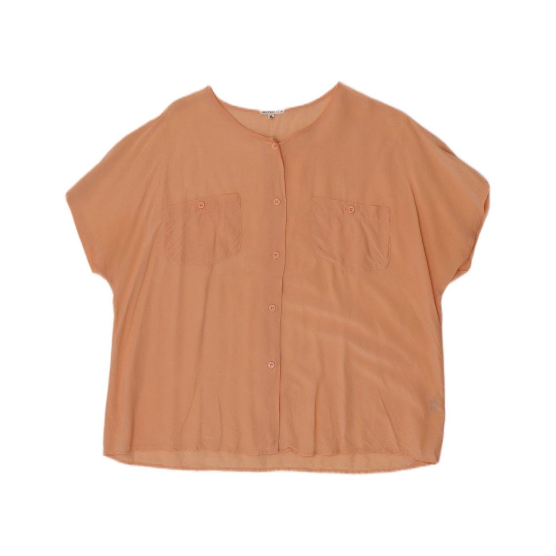 Vintage Womens Short Sleeve Shirt Blouse UK 18 XL Pink Silk, foto 1 di 3