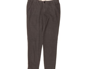 Pantalones chinos ajustados de talle bajo para mujer, estilo vintage, talla US 0 XS W30 L27, color gris lana.