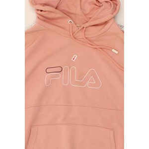 Fila womens graphic hoodie jumper UK 16 large pink colourblock cotton image 4