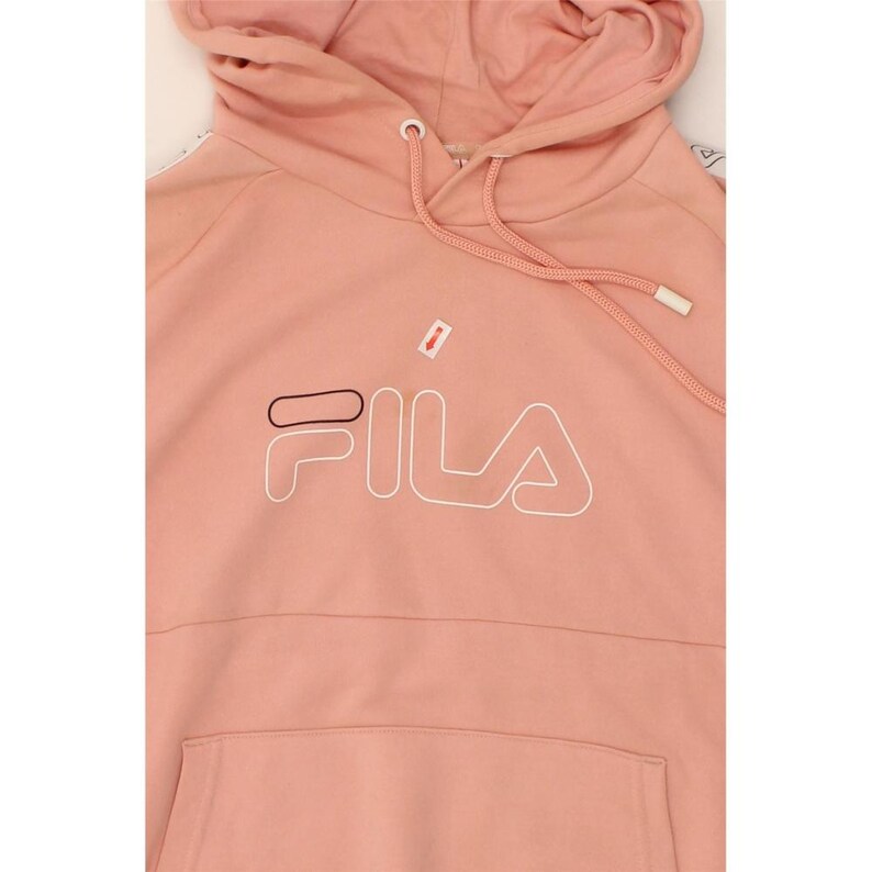 Fila womens graphic hoodie jumper UK 16 large pink colourblock cotton image 4