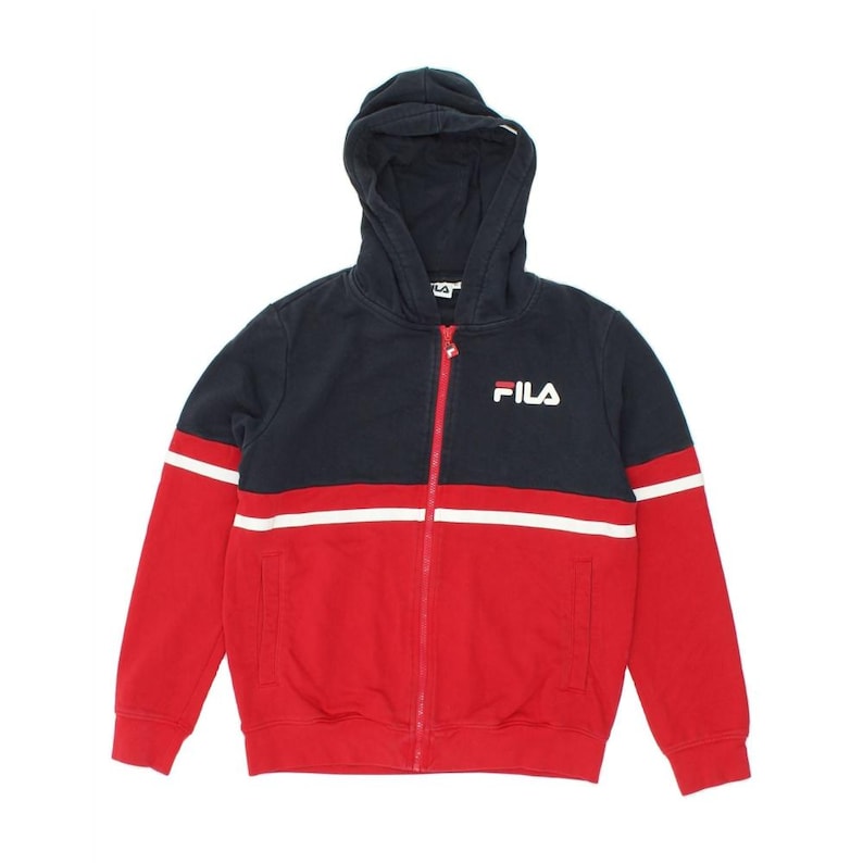 Fila Herren Grafik Zip Hoodie Pullover XS aus roter Baumwolle Bild 1