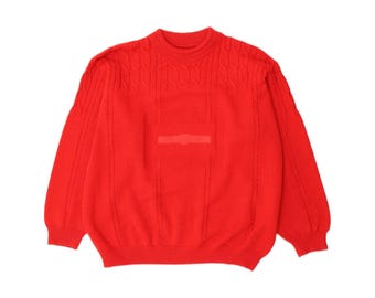 Vintage Mens Crew Neck Jumper Sweater XL Red Wool